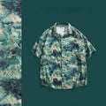 New Chinese Style Ice Silk Men's Breathable Floral New Guo Feng Lapel Vintage Shirt