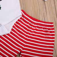 Children's Deer Head Top Red And White Striped Trousers Suit