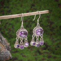 Purple Turquoise Earrings Ethnic Style Bohemian Flair Unique Personality