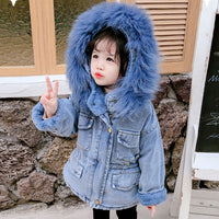 Winter plus girls denim jacket