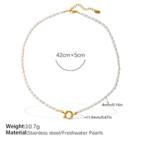 Retro Gentle And Elegant Freshwater Pearl Bracelet And Necklace Set With Stainless Steel Metal Clasps For Commuting Collar Chain