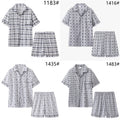 Summer Fashion Plaid Pajamas Mens Short-Sleeve Shorts