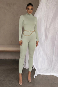 Women's OL Commuter Casual Tight Long Sleeve Jumpsuit
