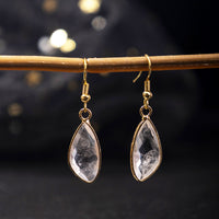 Natural Crystal Drop Earrings With Amethyst And Gold-plated Edges