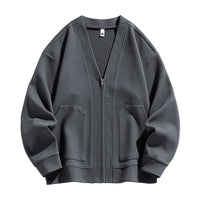 Business Casual Knitted Men's Solid Color Plus-sized Plus-sized Jacket