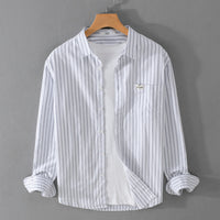 Oxford Japanese Style Shirt Cotton Clothes Leisure Iron-free Stripes