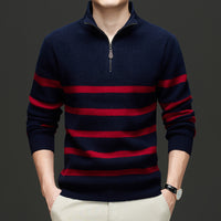 Fashionable Korean-style Striped Sweater For Men