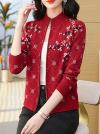 Stylish Jacquard Knit Cardigan For Fall And Winter