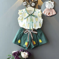 Girls' Sleeveless Blouse Shorts Two-piece Set