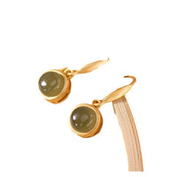 Sterling Silver Gold Plated Hetian Jade Exquisite Earrings Simple Fashion Gold Earrings
