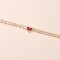 Golden Heart-Shaped Bracelet With Diamonds Light Luxury Handmade Love-Heart Design