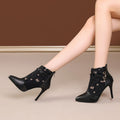 Womens Lace Mesh High Heels With A Stiletto Heel And Pointed Toe