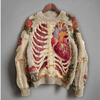 New 3D Digital Printing Fashion Casual Round Neck Thick Needle Sweater