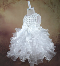 Girls' Bow String Beads Flower Princess Dress