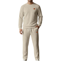 Embossed Letter Crewneck Sweatshirt And Pants Set
