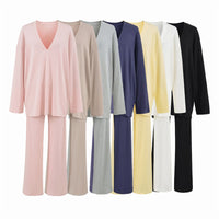 Versatile Old Money Style V-Neck Loose-Fit Long-Sleeve