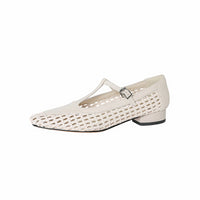 Mid Heel Authentic Leather Silver Mary Jane Shoes Sandals New
