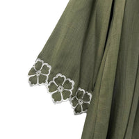 Solid Color Long Sleeve Loose Islamic Flower Embroidered Cardigan
