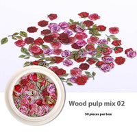 Nail Art Wood Pulp Slice Flower Mixed Nail Sticker DIY Accessories