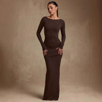 Slimming High-end Solid-color Long Body-hugging Sexy Dress