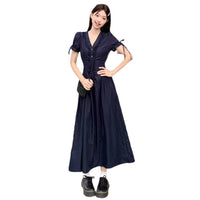 French Hepburn-style V-neck Dress For Women