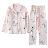 Skin-friendly Washed Pure Cotton Yarn Kimono Pajamas Women