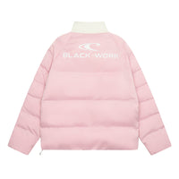 Ribbon Patchwork Stand-up Collar Bread Loose Warm Cotton Coat