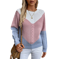 Contrast Color Twisted Women's Sweater Retro Loose Top