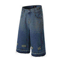 Men's Retro Washed Ripped Straight Denim Shorts