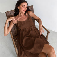 Womens Lightweight Cotton-linen Cami Nightdress