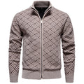 Men's Knitted Shirt With Stand Collar Zippered Cardigan Sweater
