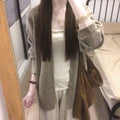 Korean-style Cozy Oatmeal-colored Knit Cardigan For Women