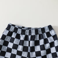 Infant Toddler Letter Printed Sleeveless Top Plaid Shorts Two-piece Set