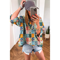 Women's European And American Printed Loose Chiffon Shirt