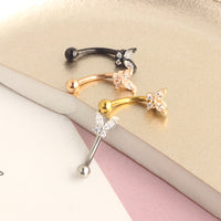 Stainless Steel Rod Micro Inlaid Zircon Butterfly Ear Bone Stud