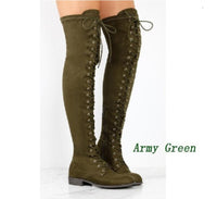 Flat bottom over the knee boots Martin boots round head large size women's shoes