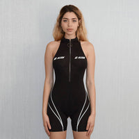 Women's sexy sleeveless high neck printed sports jumpsuit