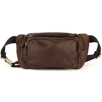 Simple Retro First-Layer Cowhide Mens Chest Bag