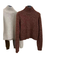 French Loose High Collar Short Section Cashmere Sweater Women
