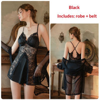 Lace Chest Pads, Push-up Satin Slip Nightgown
