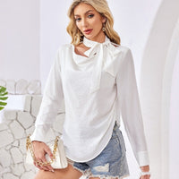 Korean-style Designed Halter-neck Fashion Ribbon Loose High-end Feel Shirt