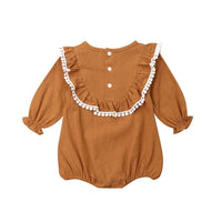 Solid color ruffled triangle one-piece romper