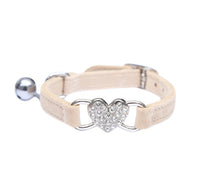 Pet Puppy Cat Collar Water Diamond Love Half Fold Plush Fabric Bell Elastic Collar