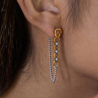 18K Gold Stainless Steel Gold And Silver Color Matching Chain Tassel Earrings