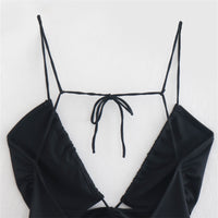 Lady Sexy Black Tight Trousers Open Swimsuit Jumpsuit