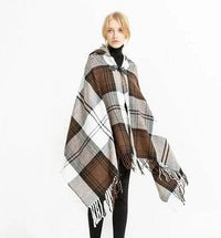 Tribal Bohemian Cape With Hoodie Khaki