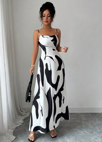 Women's Sexy Printed Side-Slit Slip Dress