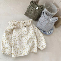 Baby Girl Soft Floral Long Sleeve Doll Collar Bottoming Shirt