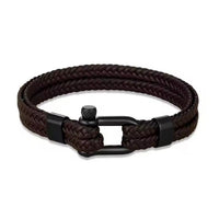 Stainless Steel Horseshoe Buckle Trendy Multi-layer Braided Leather Bracelet