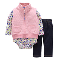 Autumn and Winter Warmth Padded Stand Collar  Vest Suit